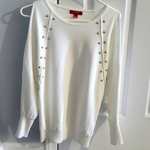 Jennifer Lopez XS White Sweater with Silver Rivets